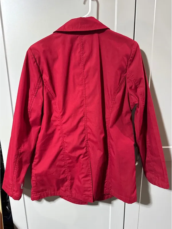 Oleg Cassini Collection Red Double Breasted Trench Coat - Image 6