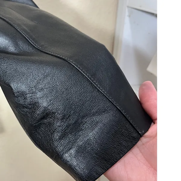 Vintage East 5th Black Genuine Leather Zipper Front‎ Jacket Women's Medium - Image 11