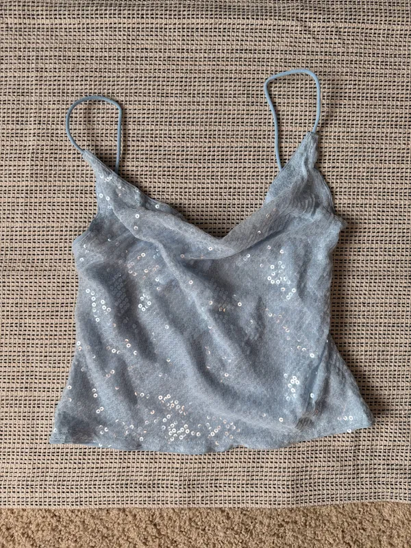 Amazon Blue Sequin Tank Top - Image 2