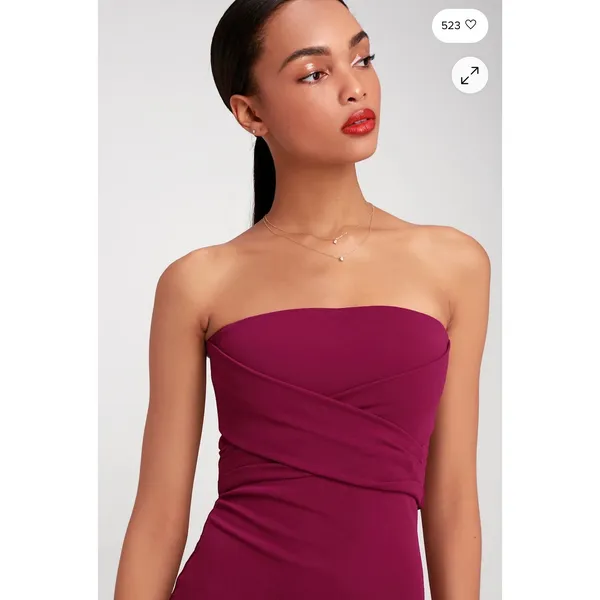 Lulus XL Own Night Berry Pink‎ Strapless Maxi Modern Evening Dress Sophisticated - Image 4