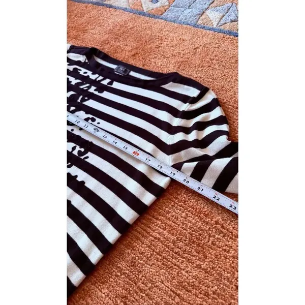 Lark Lane Striped Sweater Size L Black White Embellished Knit - Image 5