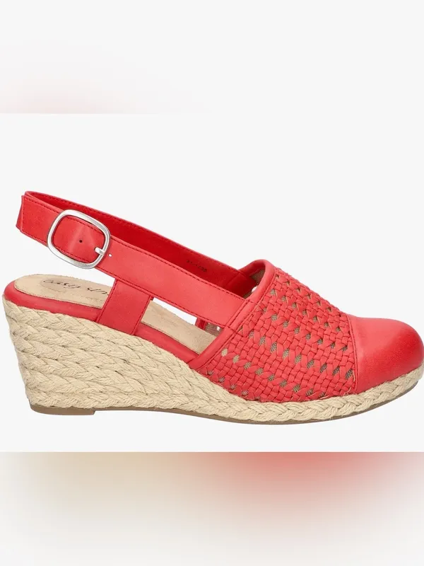 easy street Red Woven Espadrille Slingback Wedge Size 7 - Image 3