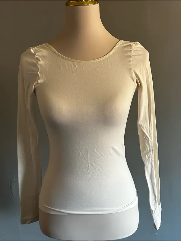 Free People Low Back Seamless Long Sleeve | Size: M/L | Ivory - Image 3