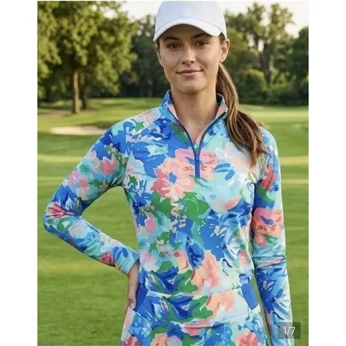 Walter Hagen P11 Women's XS P11 UV Protection Quarter Zip Floral Athleisure New - Image 2