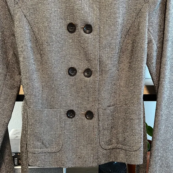 LOFT Tweed Button Placket Tie Waist Blazer, 6 - Image 9