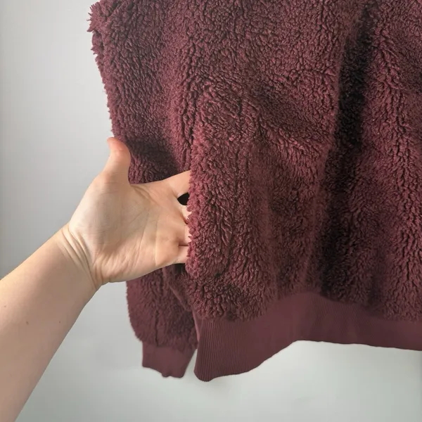 Lululemon Textured Fleece 1/2 Zip Hoodie Pullover Sweater Red Merlot‎ Womens 14 - Image 3