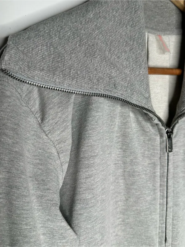 Free People Movement Baseline Gray Full Zip Sweatshirt High Low Large FP - Image 6