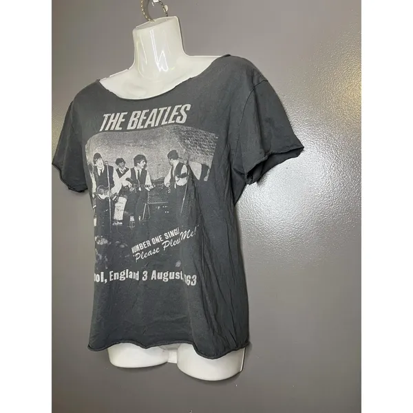 The Beatles Shirt Womens Small Black Liverpool 1963 Graphic Tee Top Band Rock - Image 4