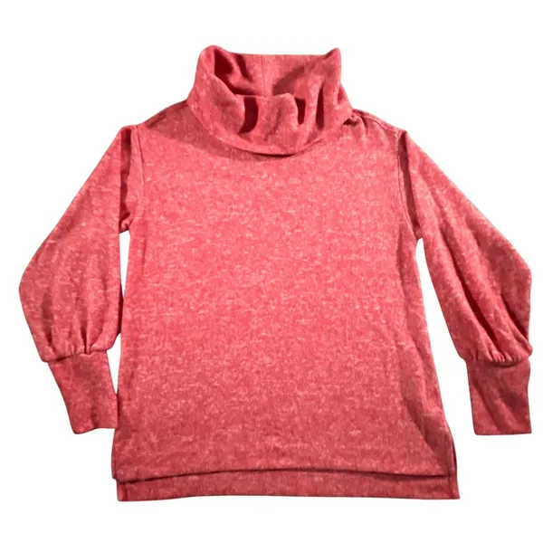 Maeve Anthropologie Cowl Neck Top Women Small Coral Puff Sleeve Sweater - Image 2