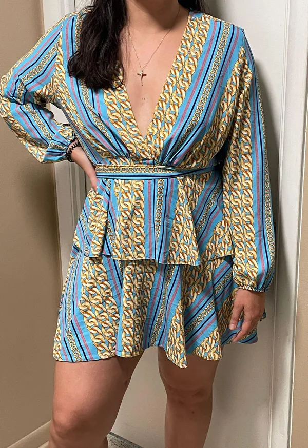Zack Curve Chain Print Ruffle Mini Dress Plus Size 16 - Image 2
