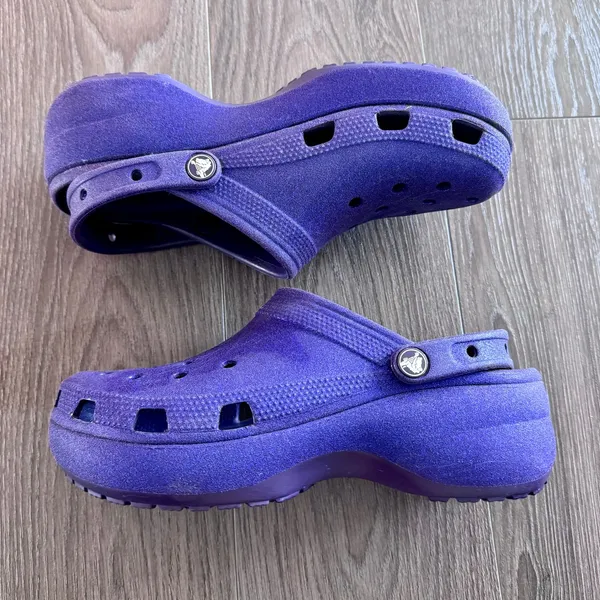 Crocs Classic Platform Clogs Sandals Purple Glitter Women Sz 10 - Image 7