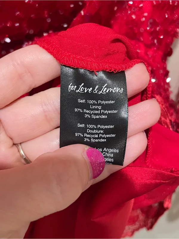 For Love & Lemons Gwendolyn Red Sequin Open Back Mini Dress Women’s Size Medium - Image 9