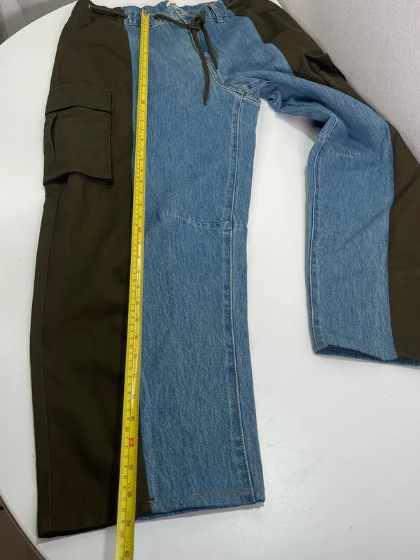 Future Collective Women's 10 Colorblock Denim Olive Cargo Pants Boho preowned go - Image 4