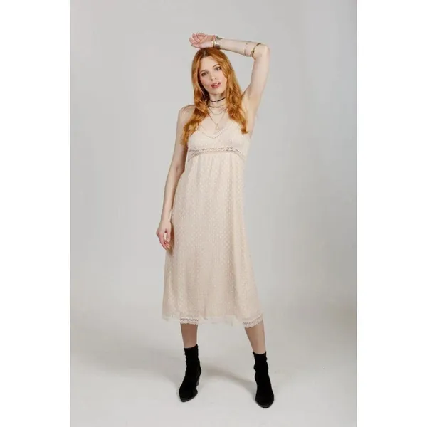 Anthropologie NWT Victorian Vintage Ethereal Women Medium Ivory Midi Slip Dress - Image 4