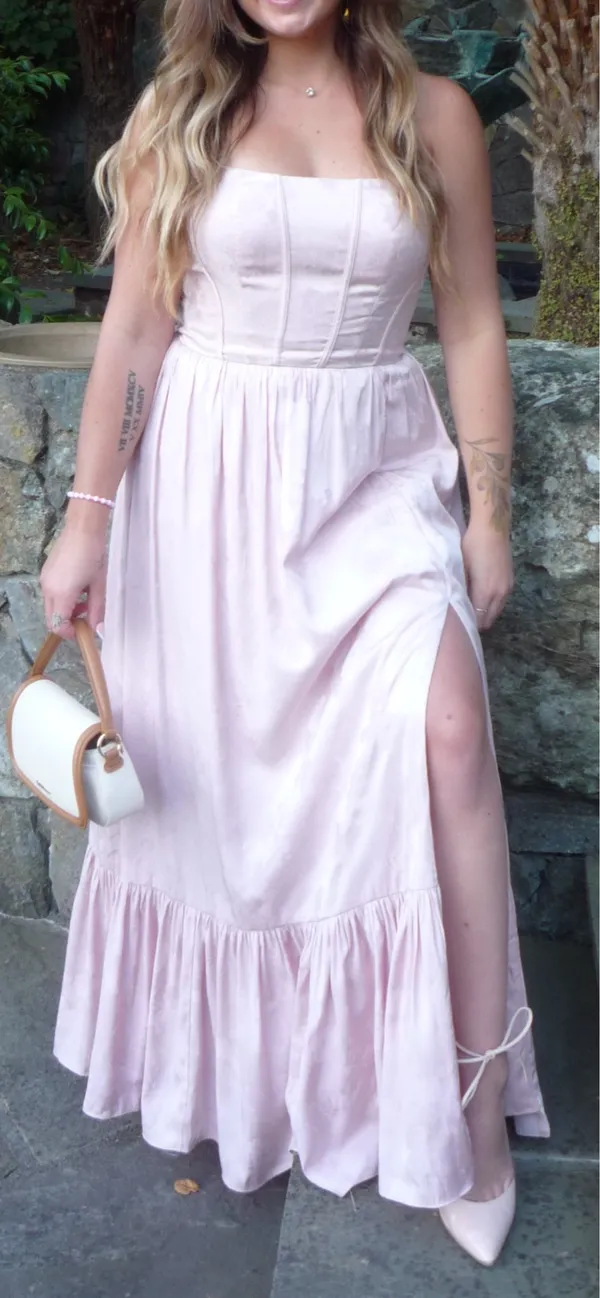 Azazie Pink Floral Dress - Image 3