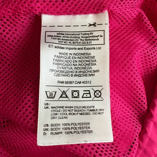 Adidas Women's Full Zip Windbreaker Jacket Pink 3 Stripe Lightweight‎ Size Large - Image 6