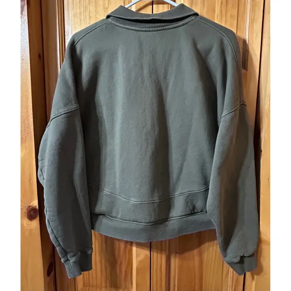 Outdoor Voices‎ Pickup Green Cropped Half-Zip Sweatshirt Large Athleisure - Image 2
