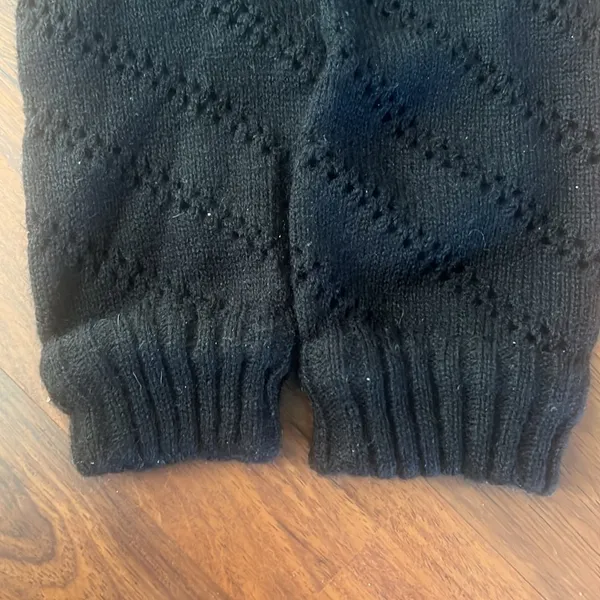 Black Knit Eyelet-Detail Legwarmers (OS) - Image 3