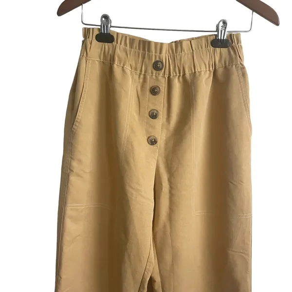 Zara‎ Women Coastal Grandma Paperbag Pants S Butter Yellow Minimalist High Rise - Image 3