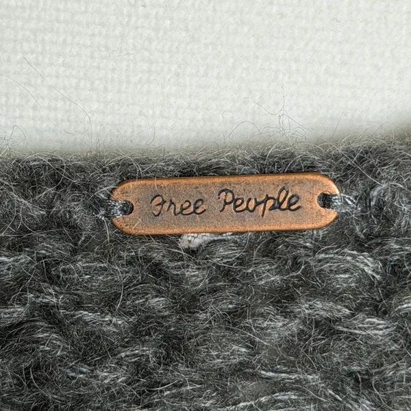 Free People Women’s Chunky Open Cable Knit Mohair Wool Blend Sweater Gray Sz M - Image 3