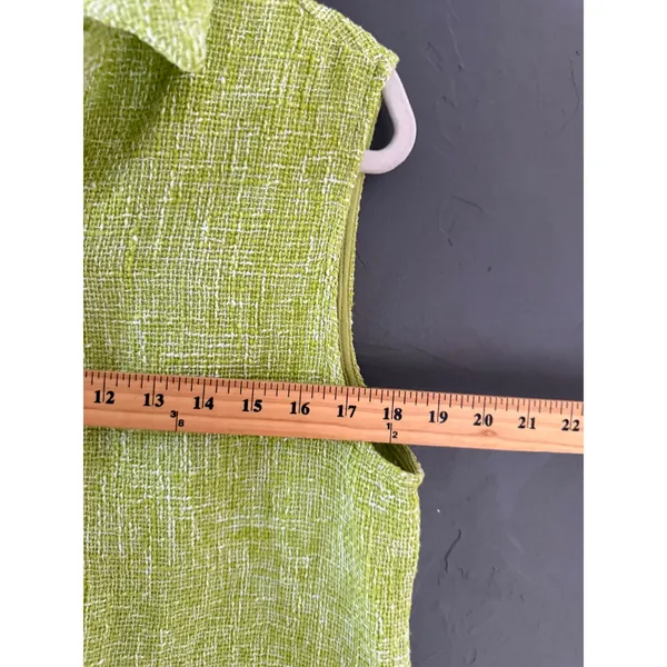 Zara Women Lime Green Textured Tweed Sleeveless Peplum Button Down Tunic Top M - Image 5