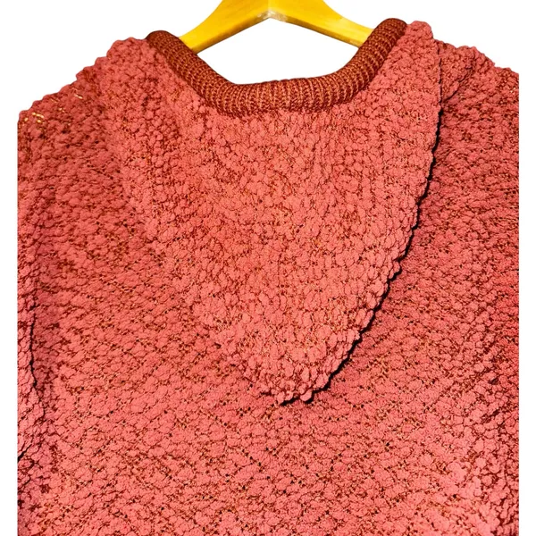 POL Popcorn Knit Sweater Tunic Women's‎ Size Small Hooded Burnt Orange Rust Fall - Image 6