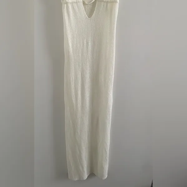 White Knit Halter Maxi Dress Size Medium New With Tag - Image 3