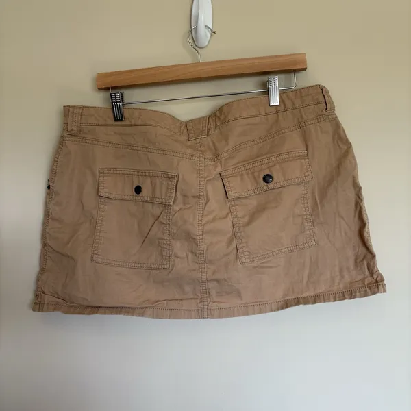 VINTAGE Abercrombie Fitch Skirt Womens L Brown Mini Utility Pocket Tactical‎ Y2K - Image 2