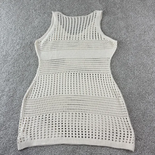 Cupshe Crochet Knit Cover up Small Beige Sleeveless‎ Beach Open Knit Tank Dress - Image 10