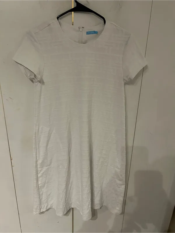 J. McLaughlin White Textured Short-Sleeve Midi Dress - Image 2