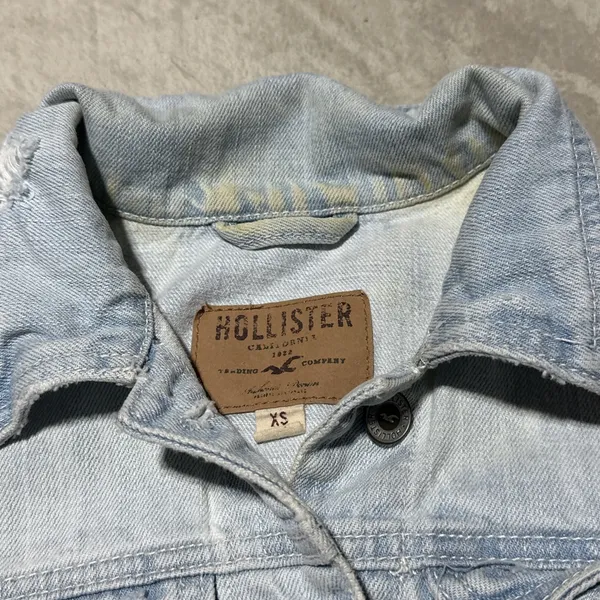 VaTg Y2K HOLLISTER Button Up Blue Jean Jacket Women's Size XS Denim Casual Coat - Image 3