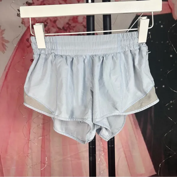 Lululemon Light Blue Athletic Shorts with Interior Size Button Sz 4 regular - Image 2