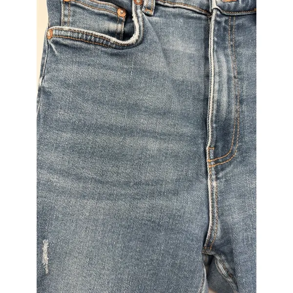 Zara Women’s High Rise Skinny Leg Jeans Size 8 Medium Wash Raw Hem 27 Inseam - Image 6