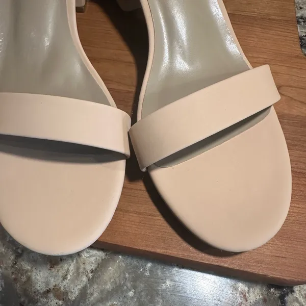 Dream Paris Size 10 Nude Open Tor Pump Ankle Strap Chunky Heel Sandal - Image 5