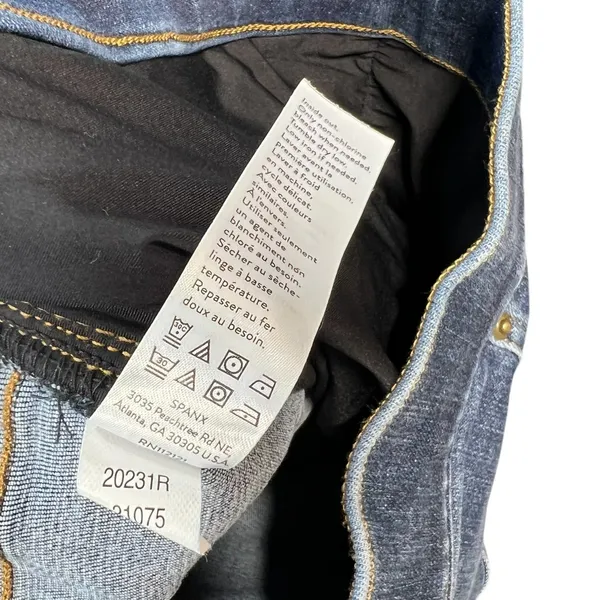 Spanx Cropped‎ Flare Denim Jeans Medium Wash Dip Dye Hem Blue Size Large - Image 13
