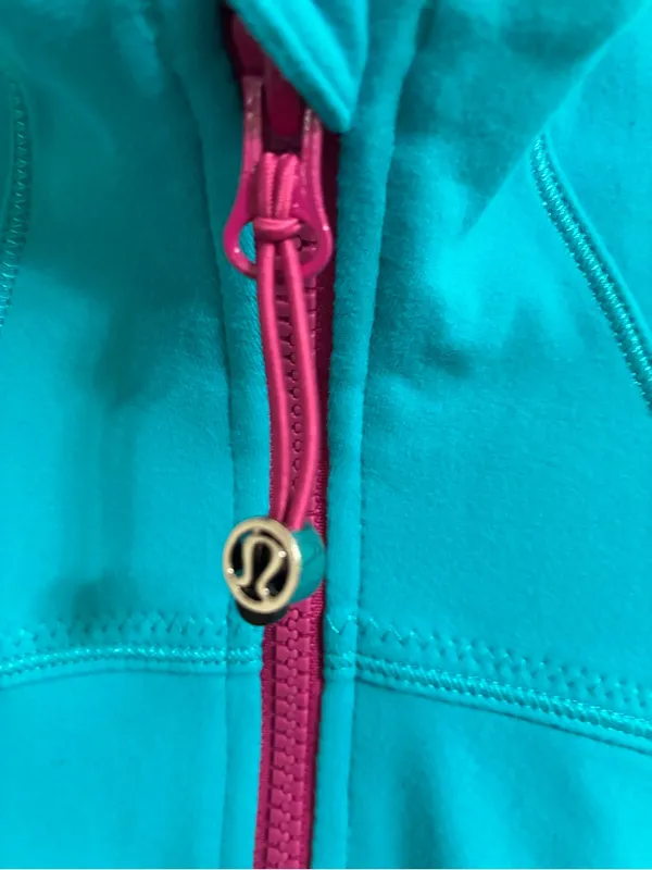Lululemon Women’s Forme BrushedSurge Teal Zip-Up Jacket with Pink Accents 4 - Image 6