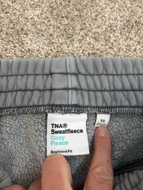 TNA Aritzia Sweatfleece Boyfriend Sweatpants Cozy Fleece Joggers Womens XS Gray - Image 8