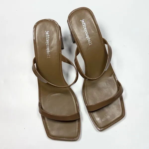 Jeffrey Campbell Sandals Tan Beige Jamm-3 Jelly Slide Block Heels S-513 Sz 10 - Image 2