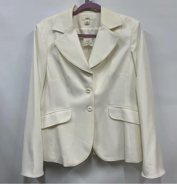 NWT Women’s 10 Elegant ivory White Blazer & Skirt Set FLAWED career wear office - Image 2