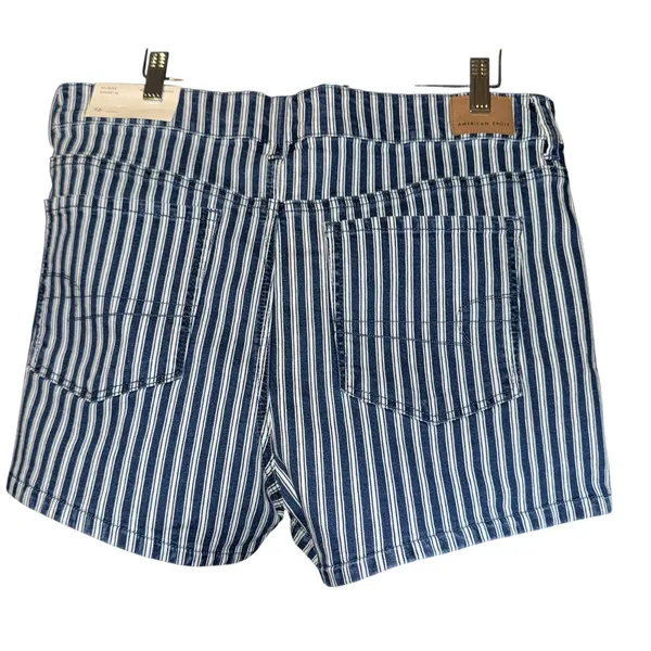 New American Eagle High Rise Shortie Shorts Nautical Striped Women's‎ 16 Stretch - Image 4