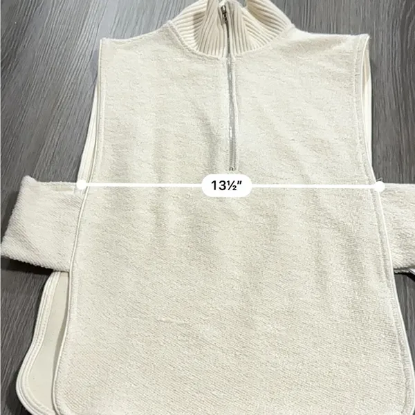 Zara Off White Cream Sleeveless Half Zip Open Side Jacket‎ Top Size M/L - Image 7