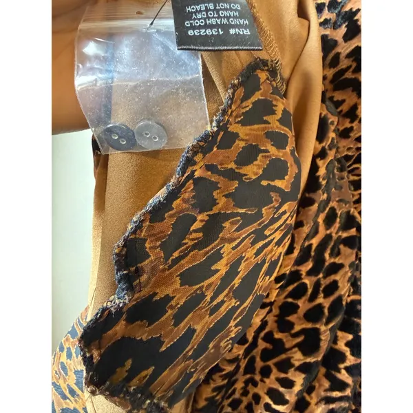 Tuckernuck Leopard Print Burnout Ruffle‎ Hem Shirt Dress XS Brown - Image 13