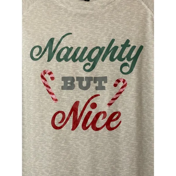 Jaclyn Intimates Christmas Naughty but Nice soft leisure shirt grey pj top Sz‎ M - Image 2