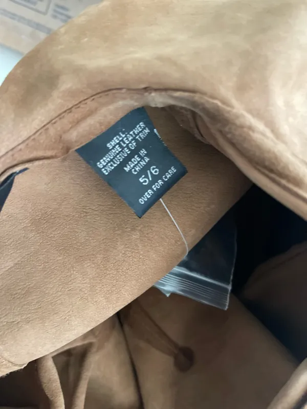 Express Vintage Leather Suede Ruffle Jacket Y2K - Image 4