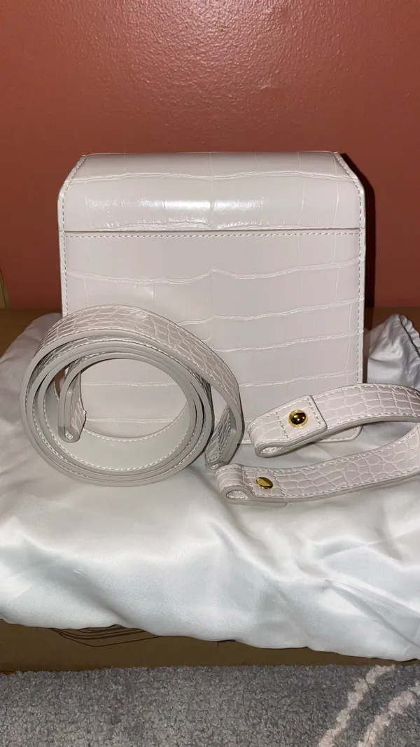 JW Pei FAE Top Handle Crossbody - Ivory Croc - Image 6