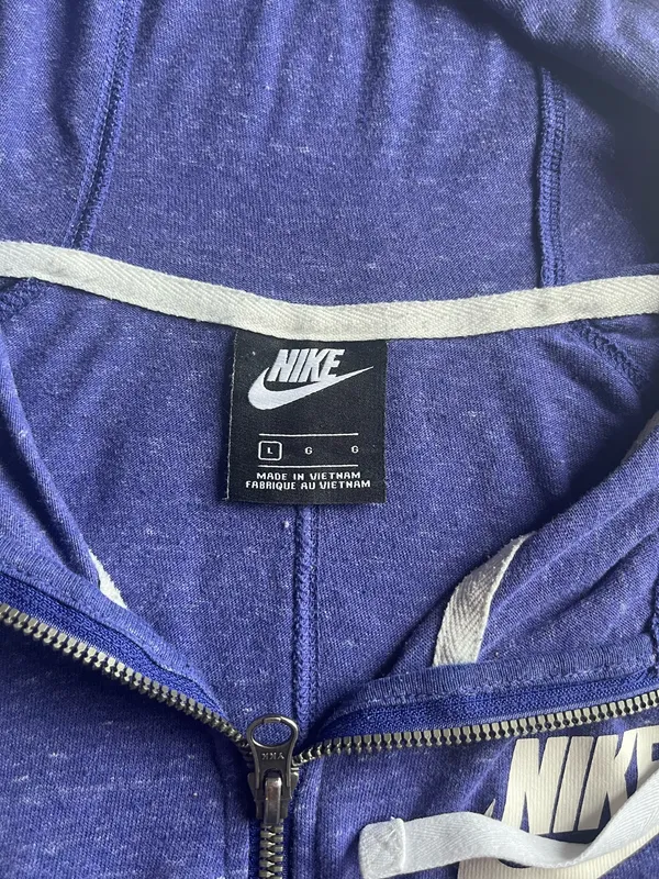 Nike Blue Zip Up Hoodie-Large - Image 4