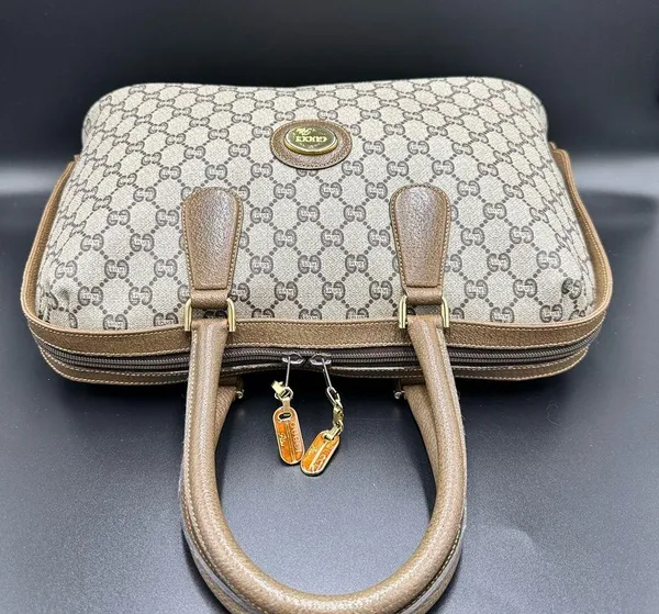 Gucci Brown Plus GG Coated Canvas Boston Bag - Image 3
