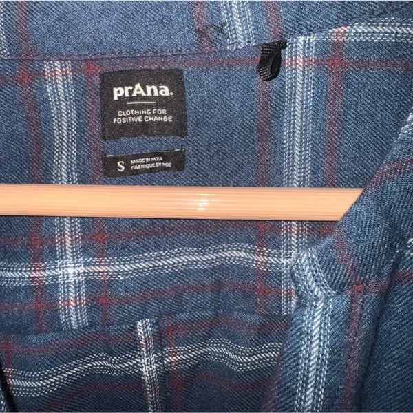 Prana Loop to Pines Organic Cotton Flannel Dress Blue Womens‎ Sz S Relaxed Plaid - Image 8