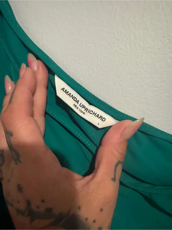 Amanda Uprichard ANIA Teal One-Shoulder Ruched Tie Top - Large - Image 7