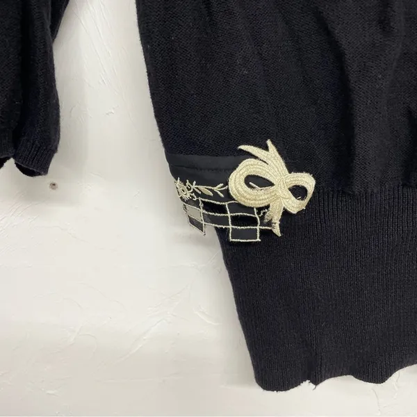 Anthropologie Field Flower Black Short Sleeve Lace Trim Sweater Womens S Y2K - Image 7